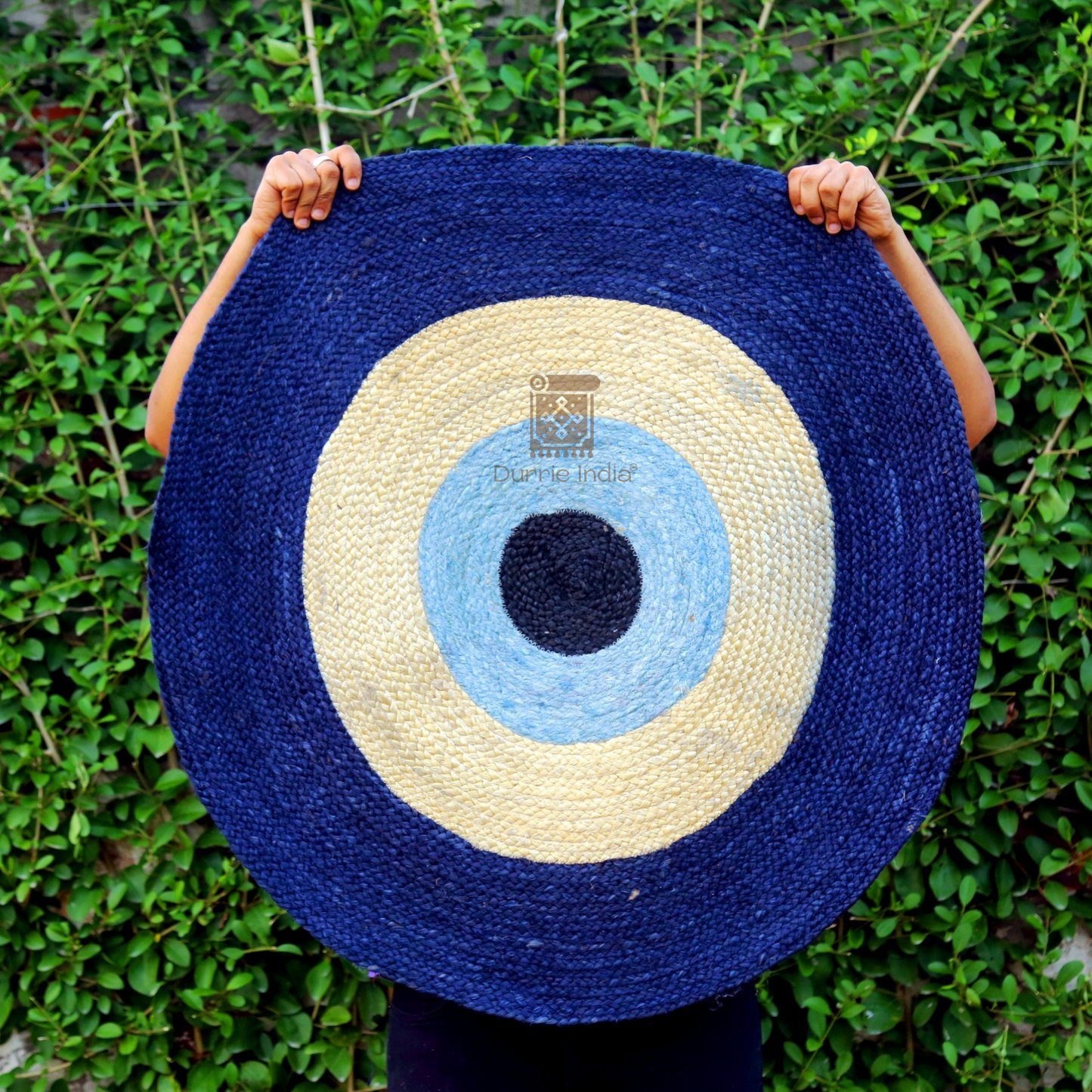 Round Evil Eye Hemp Jute Rug