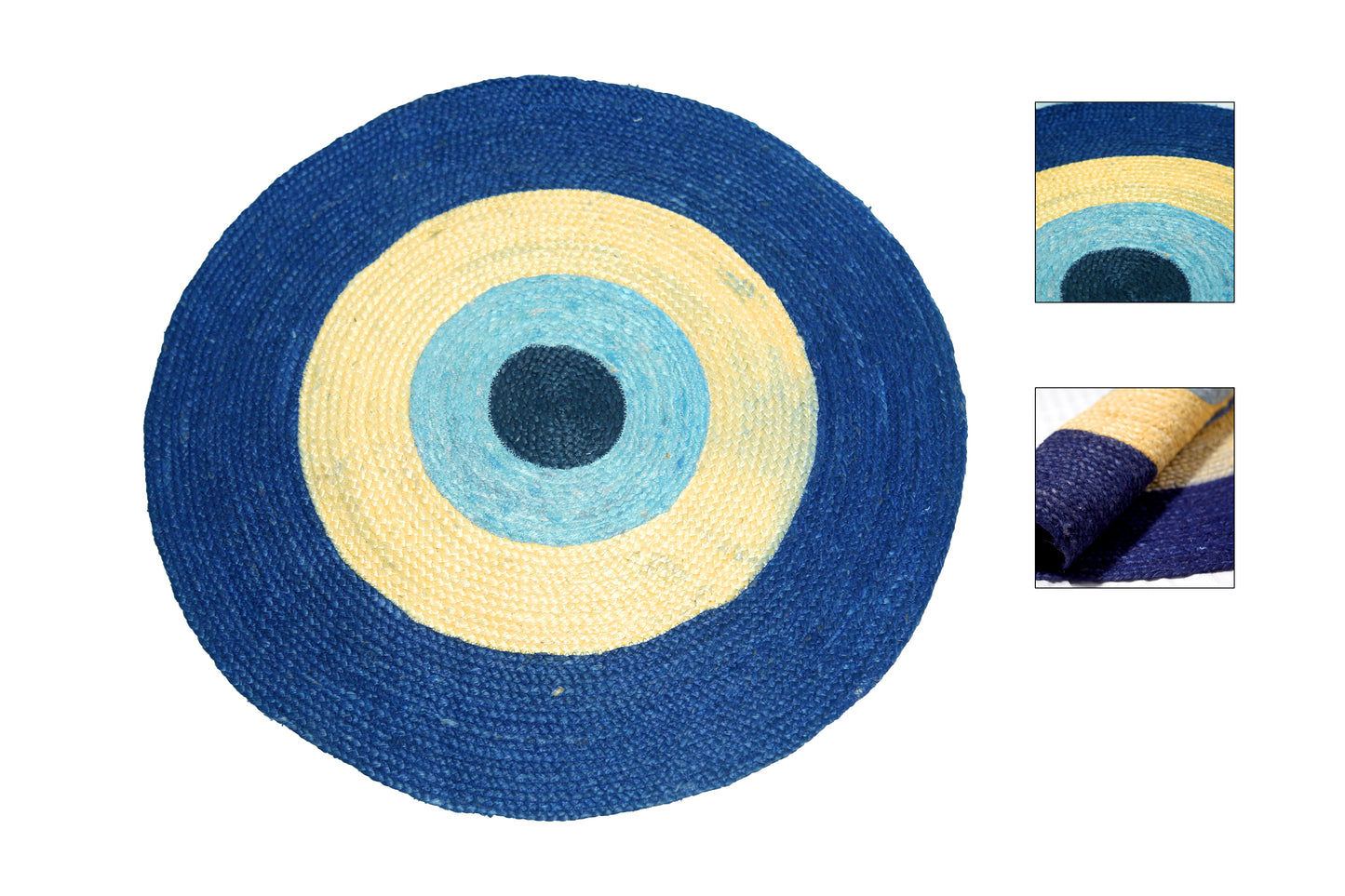 Round Evil Eye Hemp Jute Rug
