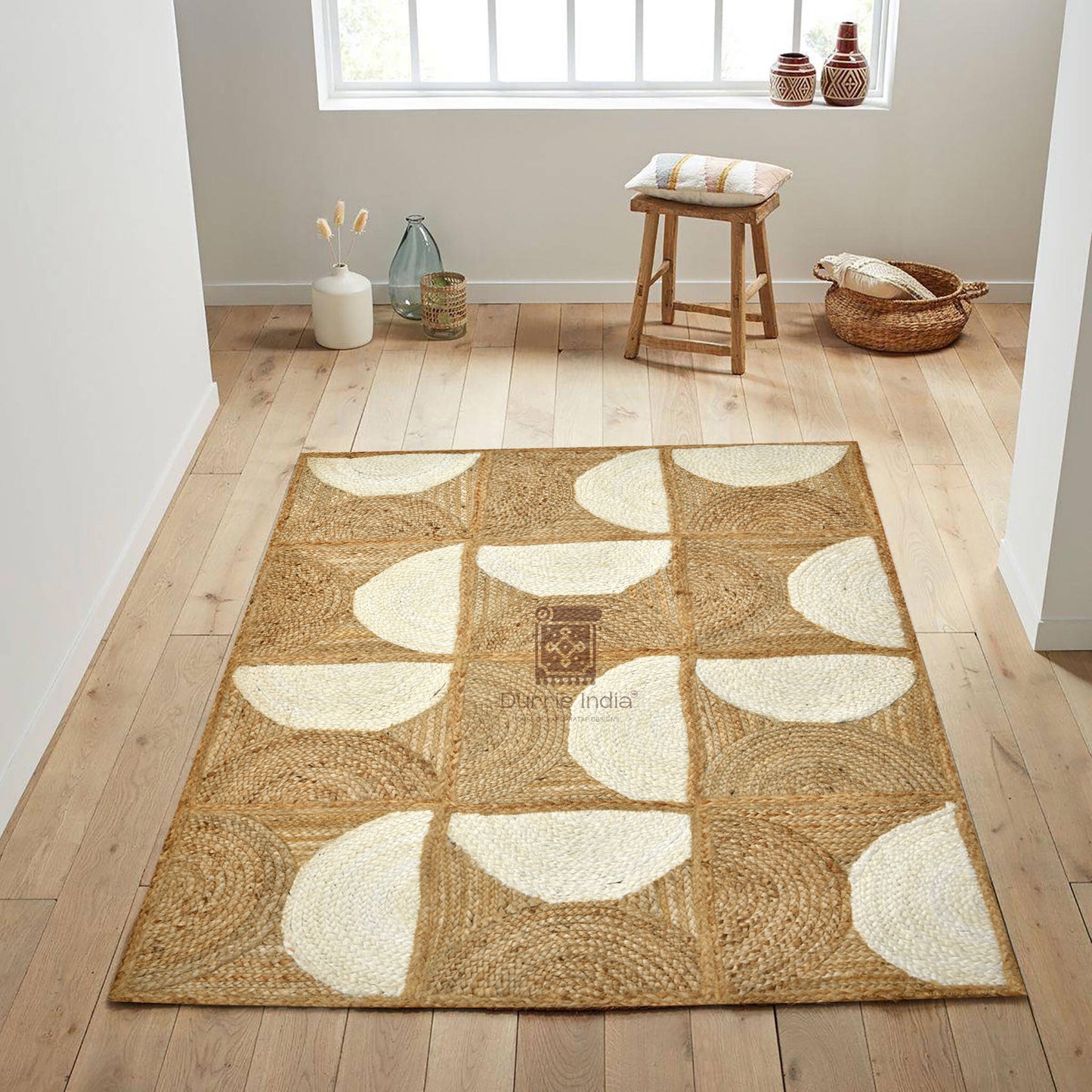 Serene Half Moon Jute Hemp Rug