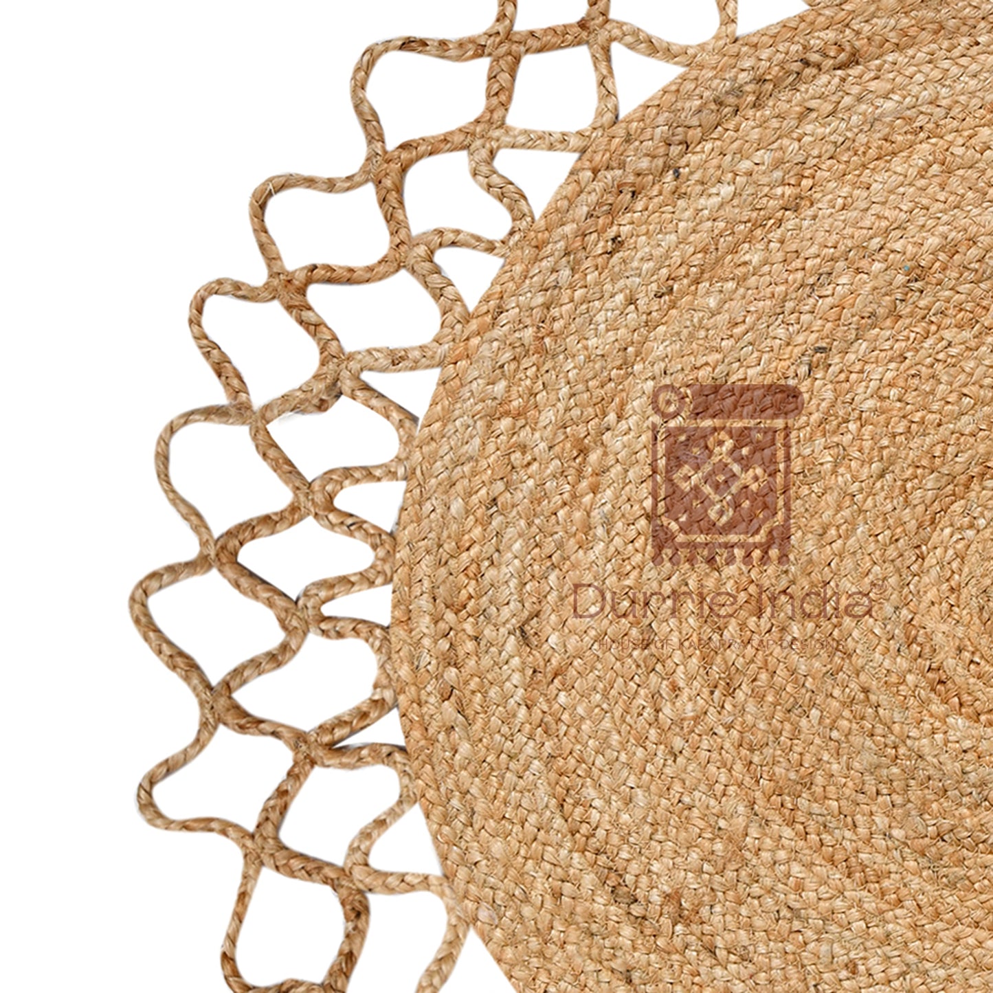 Handmade Crochet Web Border Round Hemp Rug - Artisanal Elegance for Your Living Space