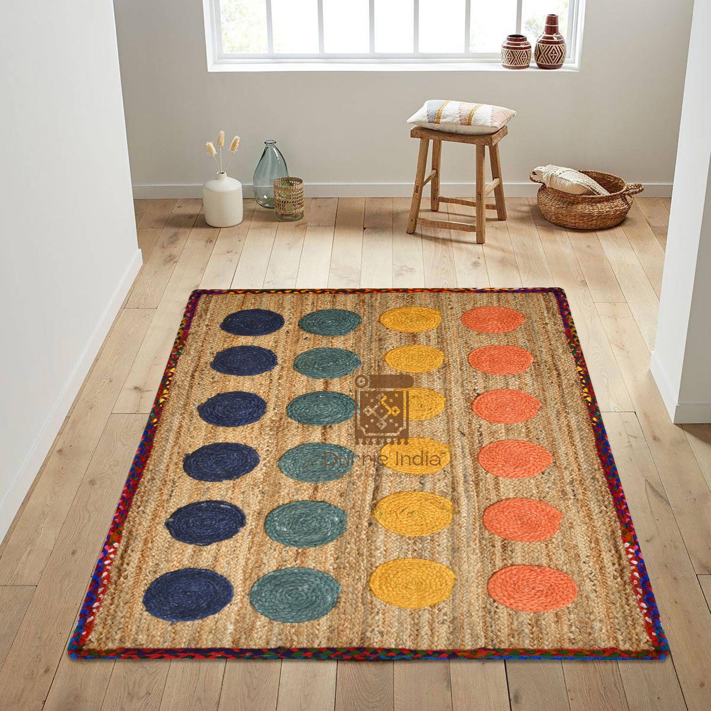 Eco-friendly sustainable Rug for Kids Twister game pad Jute Rug