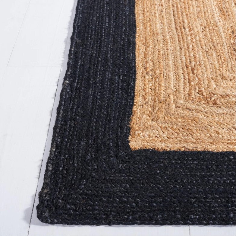 EcoWeave Blue Black Rectangular Jute Rug
