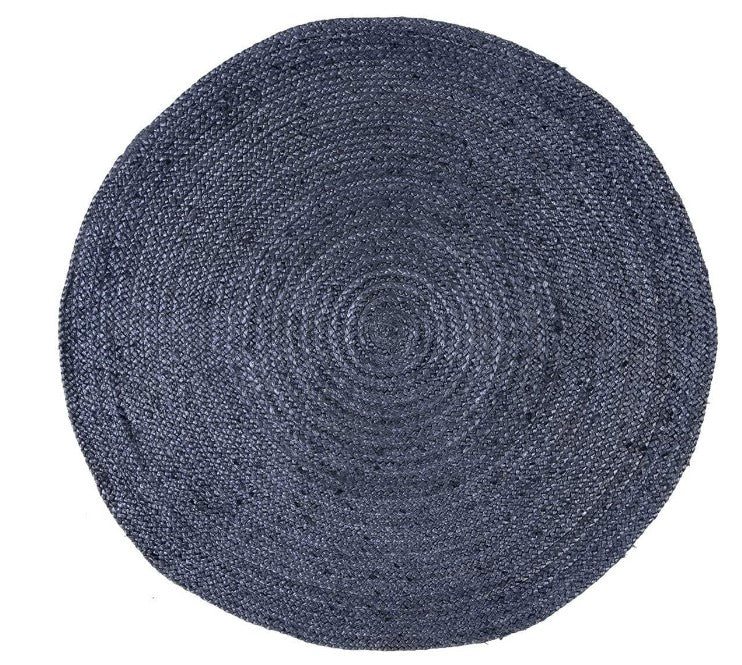 Handwoven Braided Round Jute Rug, Area Rug, Natural Reversible Rugs for Kitchen Living Room Entryway Eco Friendly Rugs: Blue