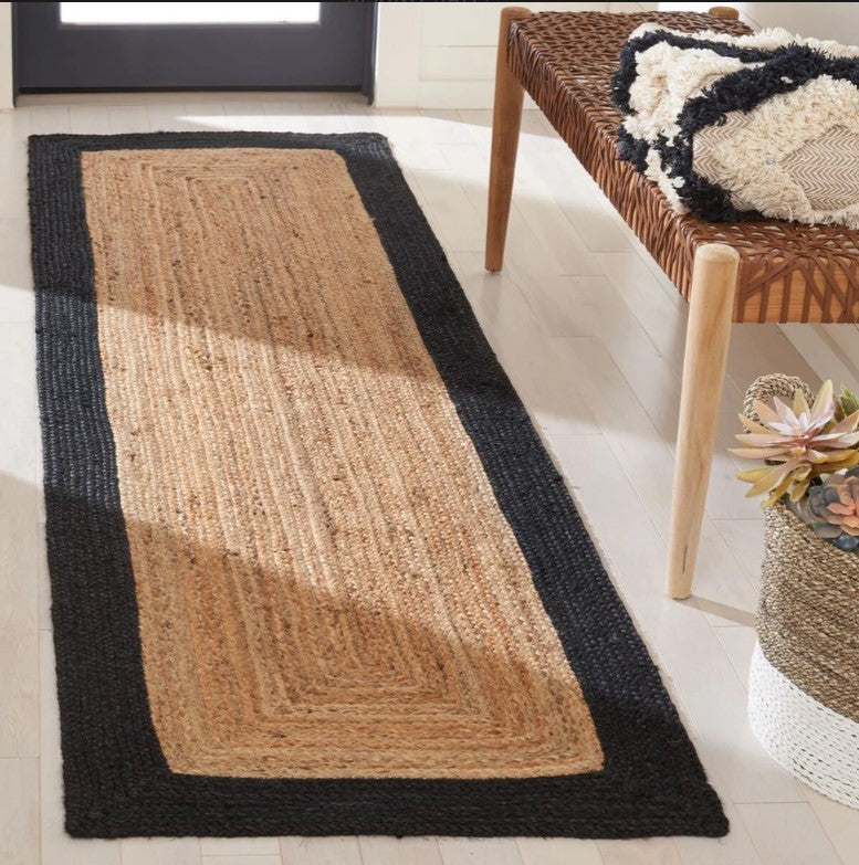 EcoWeave Blue Black Rectangular Jute Rug