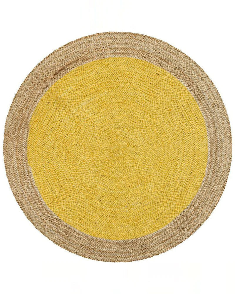 Handwoven Braided Round Jute Rug, Area Rug, Natural Reversible Rugs for Kitchen Living Room Entryway Eco Friendly Rugs: Yellow and Beige