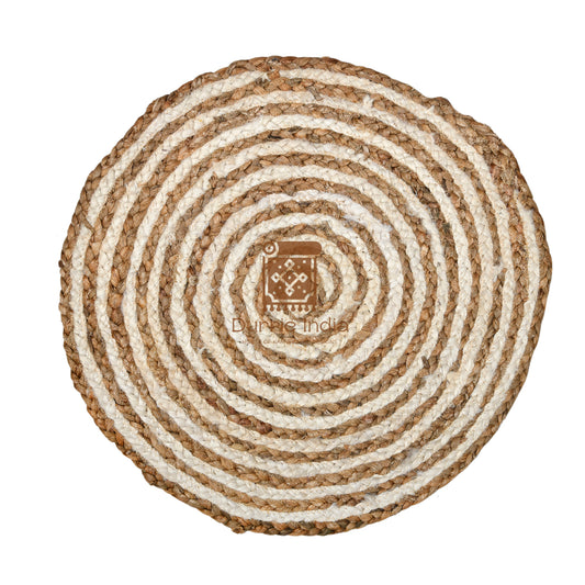 Spiral Harmony Jute and Water Hyacinth Rug - Artistic Fusion of Natural Fibers