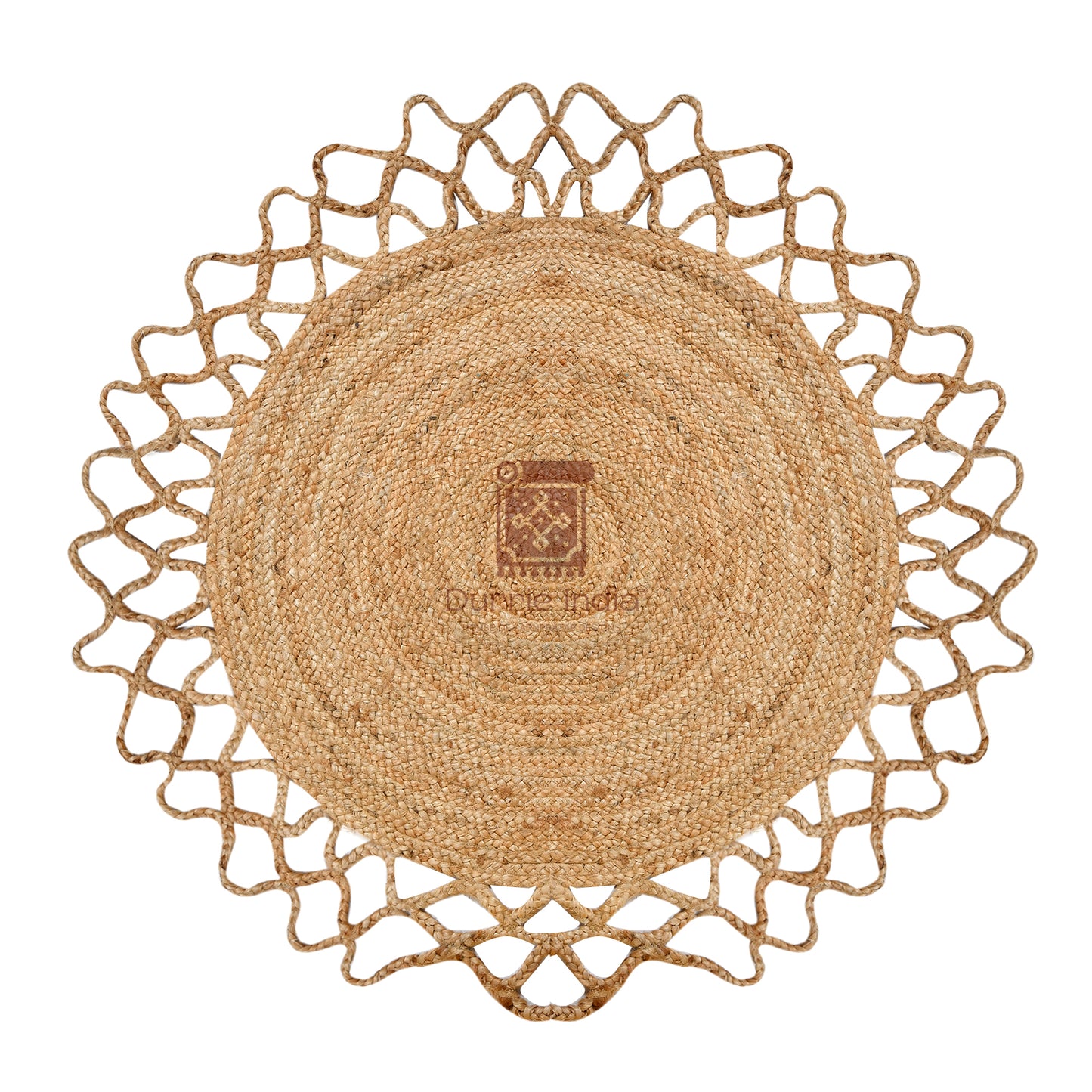 Handmade Crochet Web Border Round Hemp Rug - Artisanal Elegance for Your Living Space