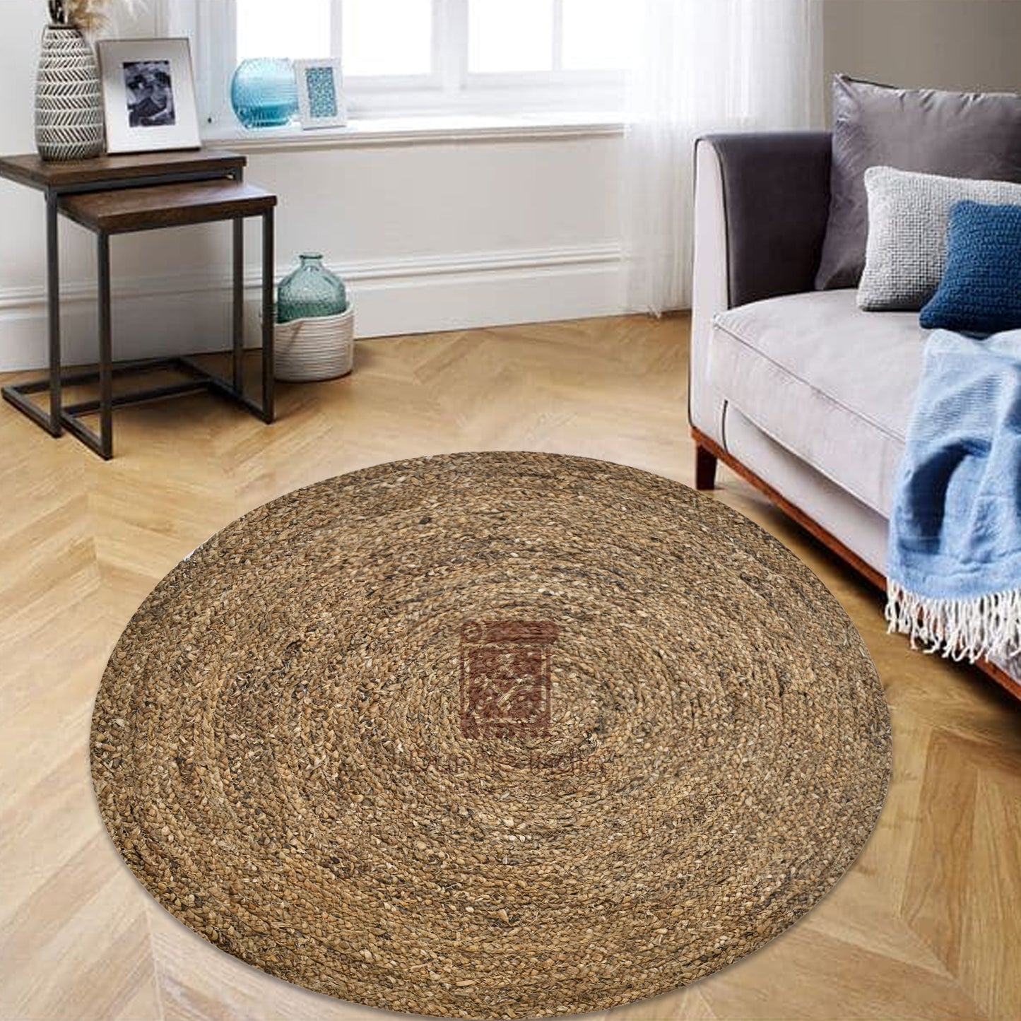 Aqua Serenity Round Water Hyacinth Rug