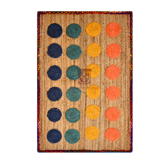 Eco-friendly sustainable Rug for Kids Twister game pad Jute Rug 