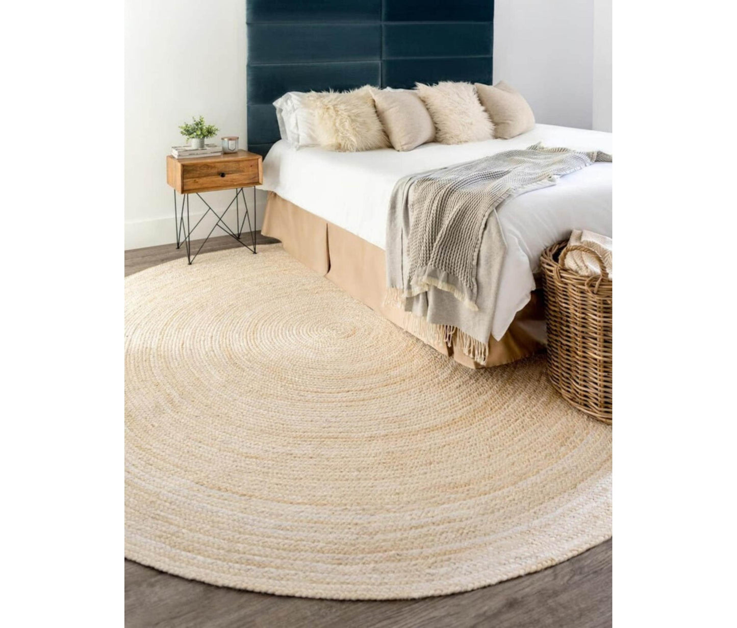 Handwoven Braided Round Jute Rug, Area Rug, Natural Reversible Rugs for Kitchen Living Room Entryway Eco Friendly Rugs: Natural