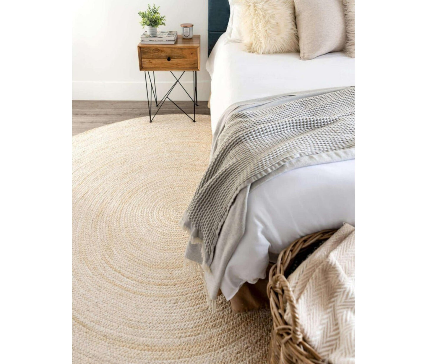 Handwoven Braided Round Jute Rug, Area Rug, Natural Reversible Rugs for Kitchen Living Room Entryway Eco Friendly Rugs: Natural