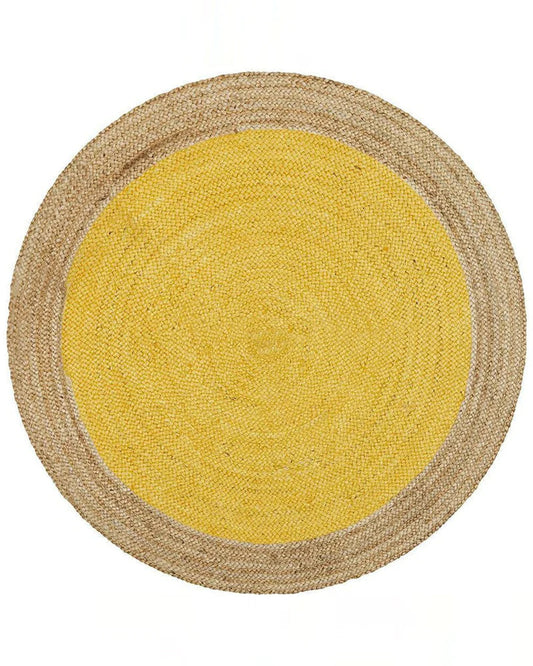 Handwoven Braided Round Jute Rug, Area Rug, Natural Reversible Rugs for Kitchen Living Room Entryway Eco Friendly Rugs: Yellow and Beige